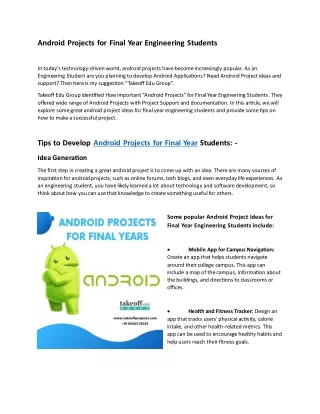android projects for final year engineering