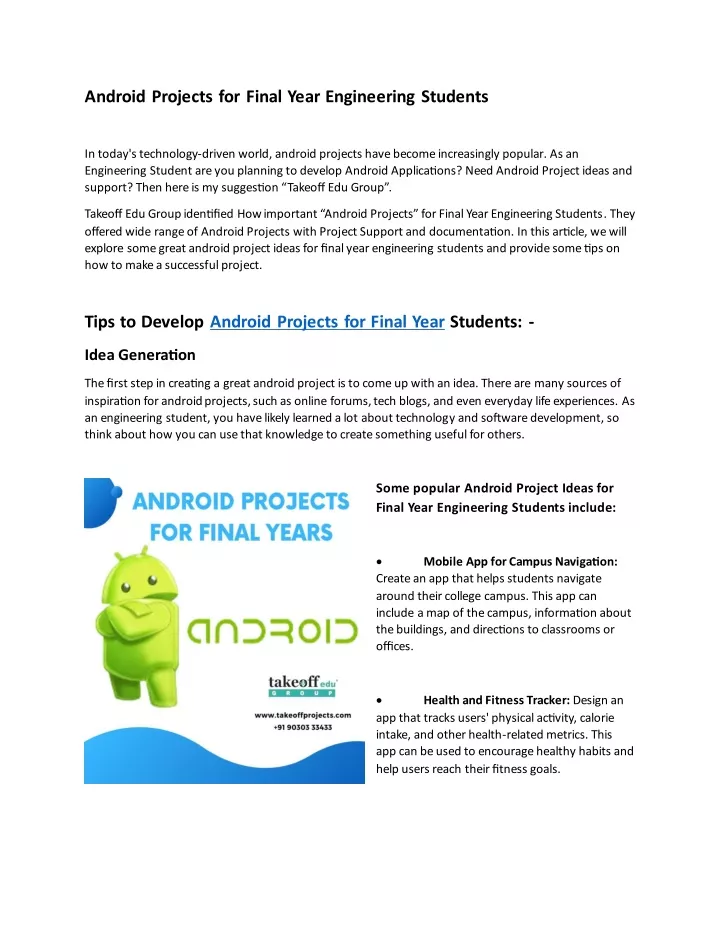 android projects for final year engineering