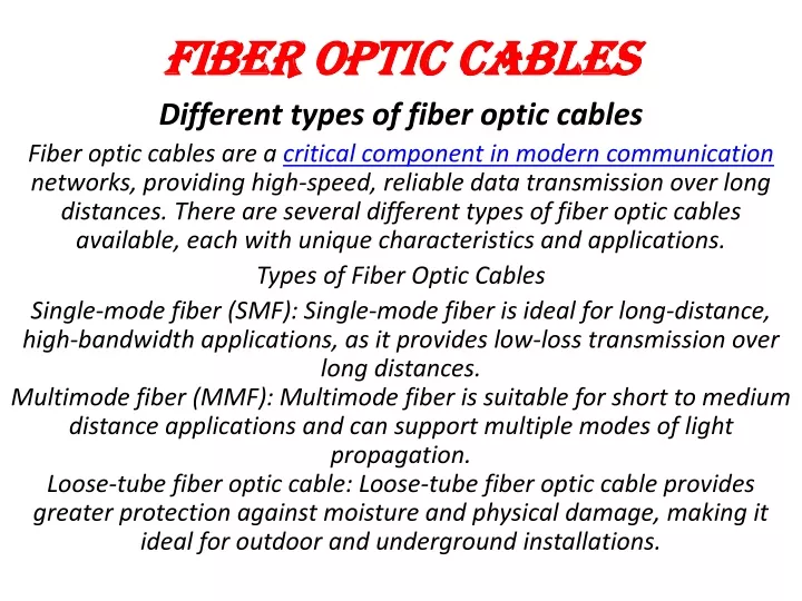 fiber optic cables