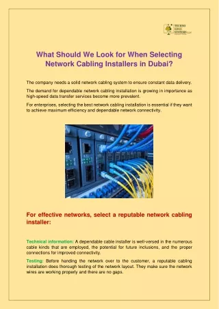 what should we look for when selecting network