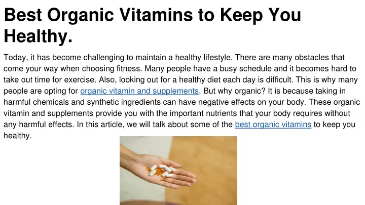 best organic vitamins to keep you healthy