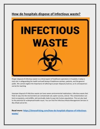 how do hospitals dispose of infectious waste