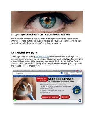 # Top 5 Eye Clinics for Your Vision Needs near me