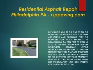 Residential Asphalt Repair Philadelphia PA - rsppaving.com