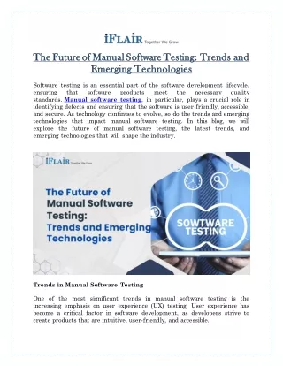 the future of manual software testing trends