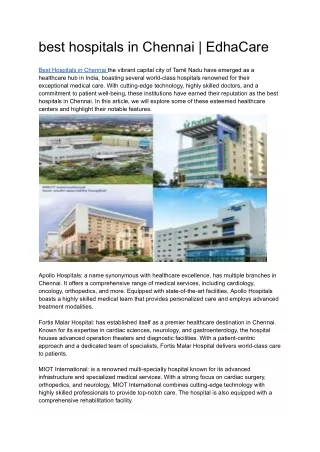 best hospitals in Chennai | EdhaCare