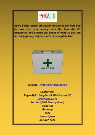 First Aid Kit Regulation  Kasd.co.za