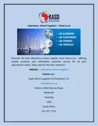 Laboratory School Suppliers Kasd.co.za