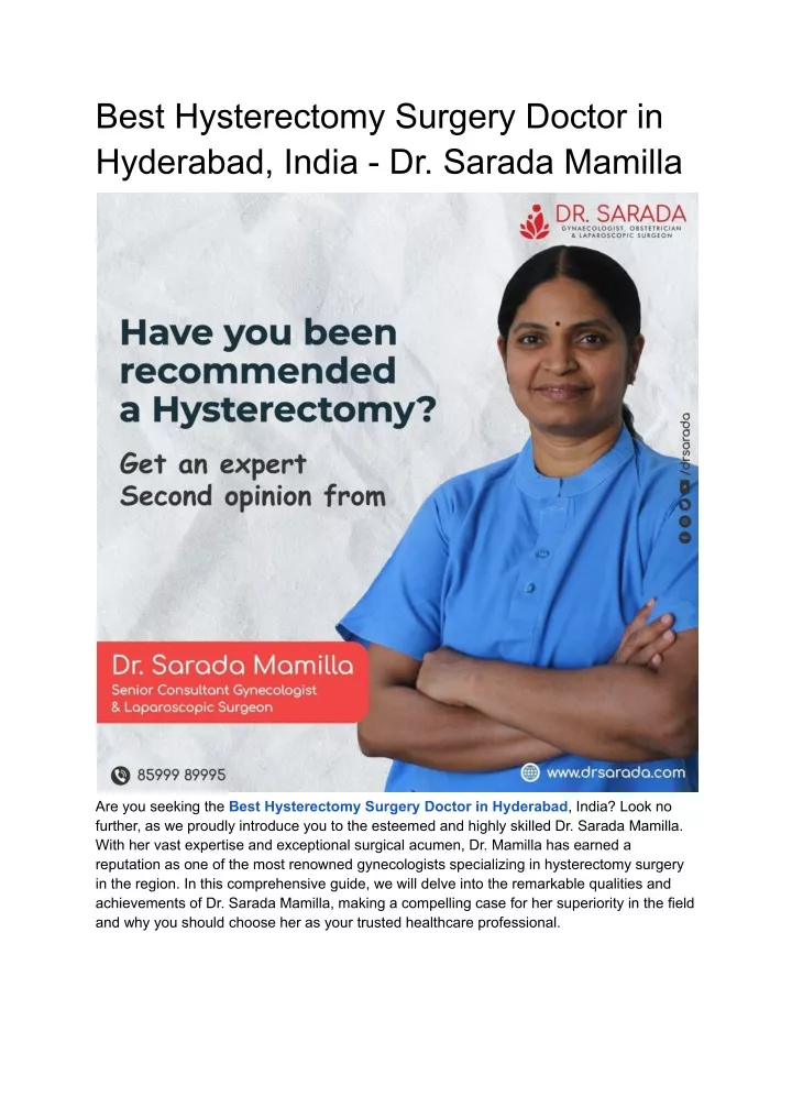 best hysterectomy surgery doctor in hyderabad