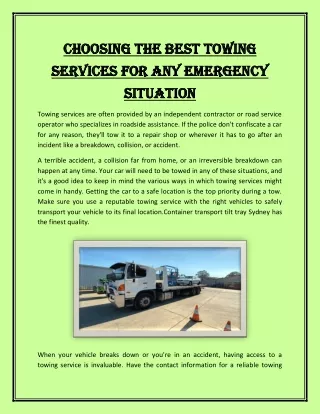 Choosing the best towing services for any emergency situation