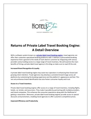 Returns of Private Label Travel Booking Engine: A Detail Overview
