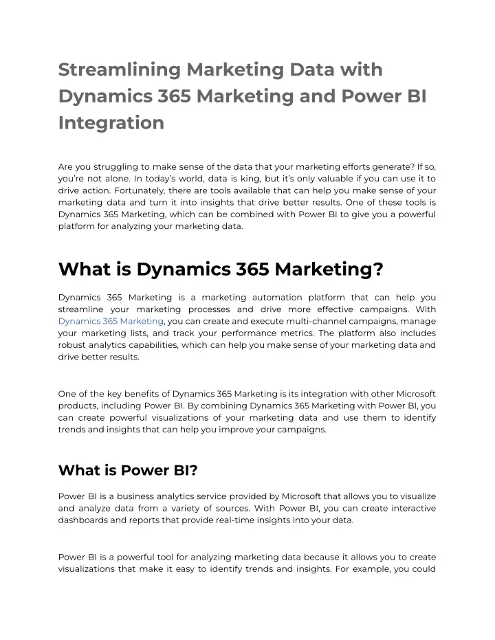 streamlining marketing data with dynamics