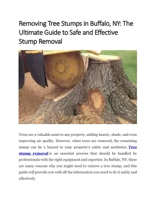 The Ultimate Guide to Safe and Effective Stump Removal
