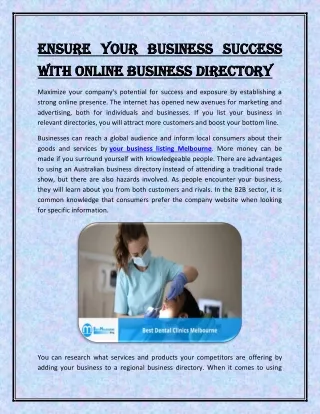 Ensure Your Business Success with Online Business Directory