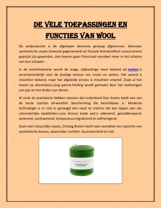 De vele toepassingen en functies van Wool