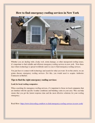 How to find emergency roofing services in New York