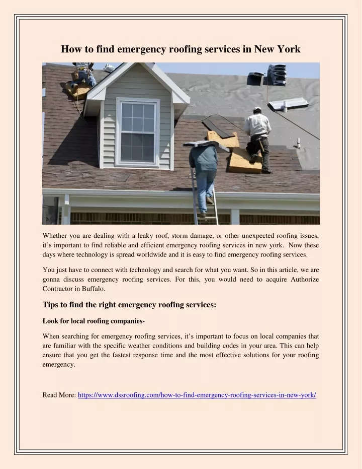 how to find emergency roofing services in new york