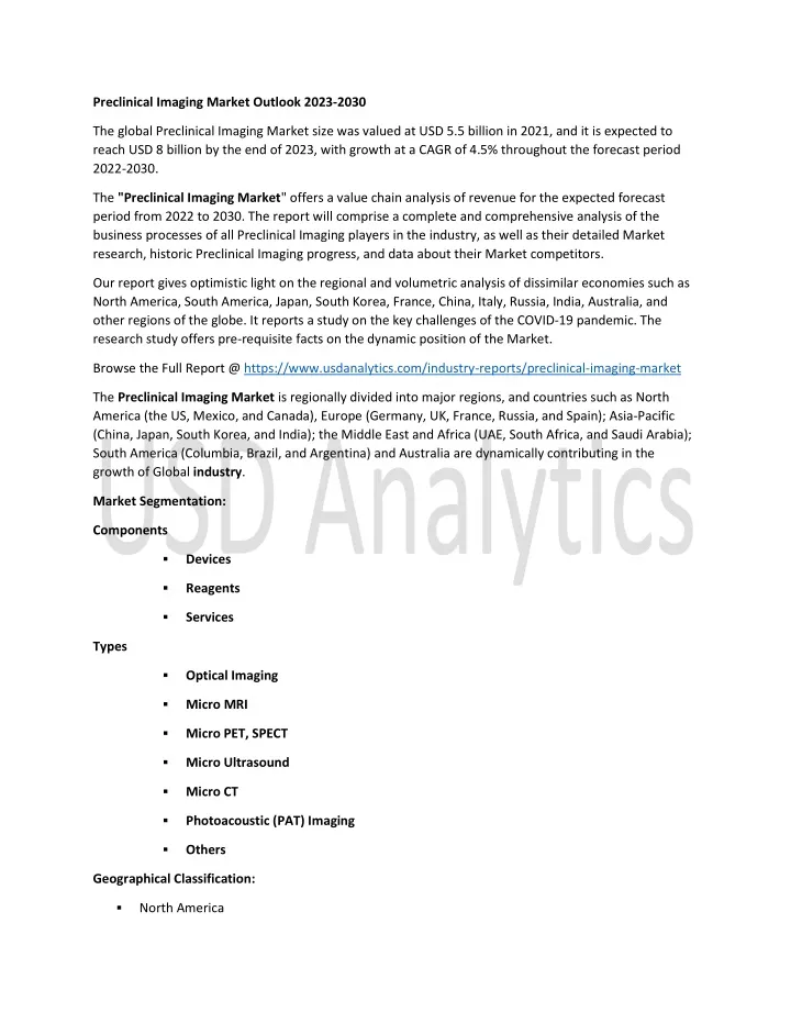 preclinical imaging market outlook 2023 2030