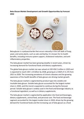 beta glucan market development and growth
