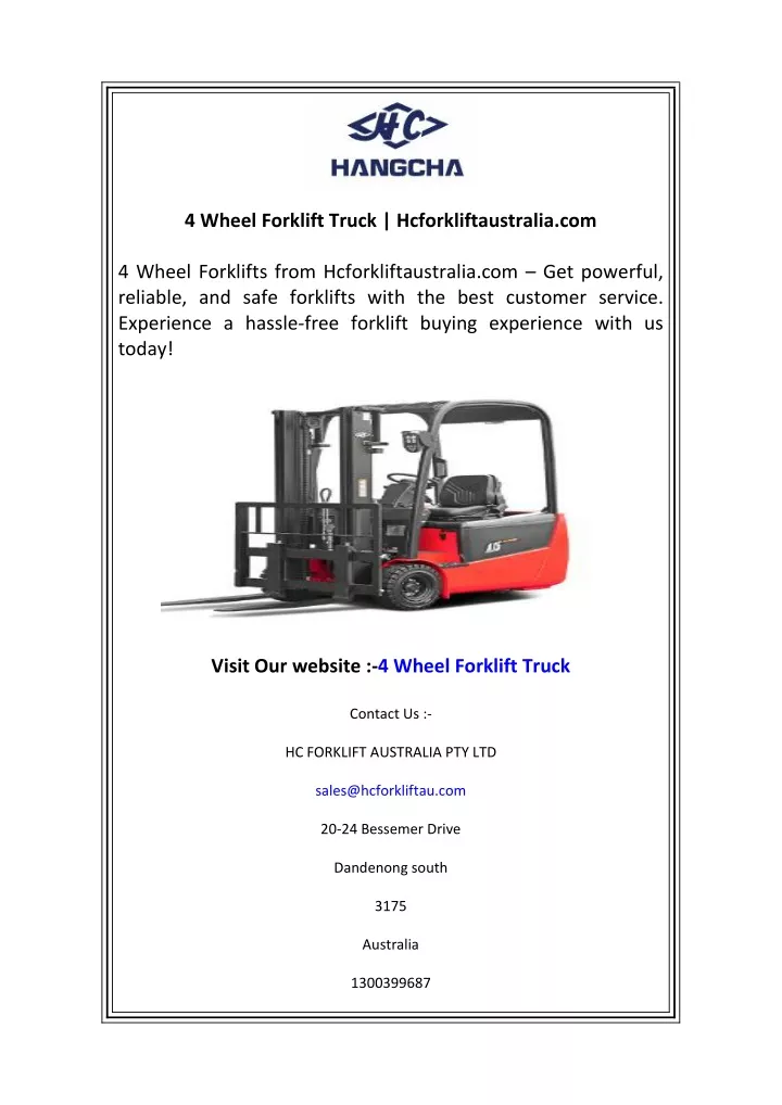 4 wheel forklift truck hcforkliftaustralia com