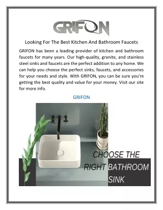 Looking For The Best Kitchen And Bathroom Faucets