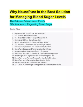 Why NeuroPure is the Best Solution for Managing Blood Sugar Levels