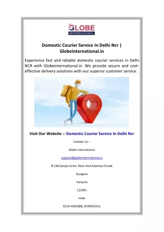 Domestic Courier Service In Delhi Ncr  Globeinternational.in
