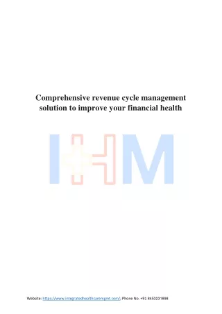 Comprehensive revenue cycle management solution to improve your financial health