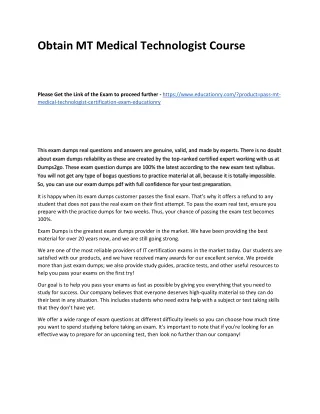 obtain mt medical technologist course