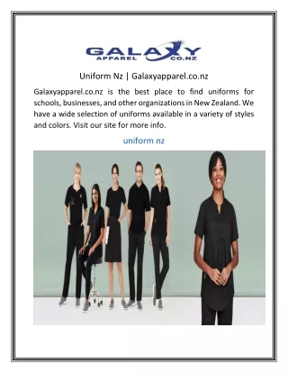 Uniform Nz  Galaxyapparel.co.nz