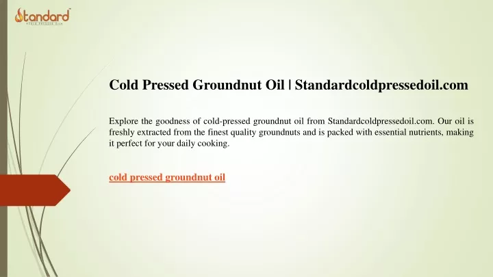 cold pressed groundnut oil standardcoldpressedoil