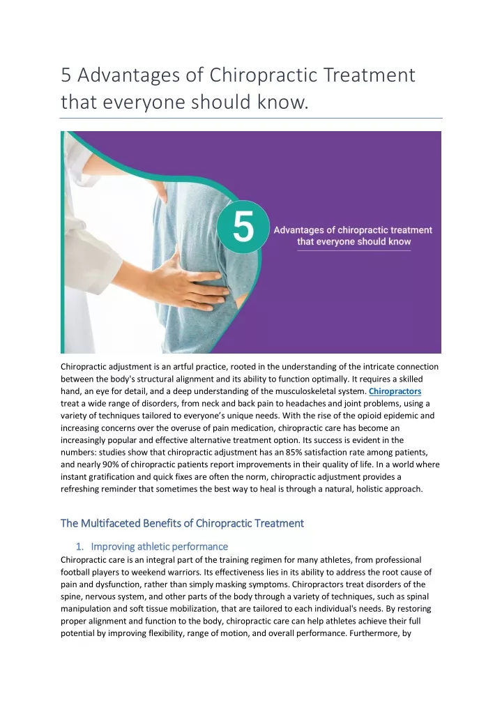 5 advantages of chiropractic treatment that