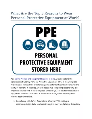 What Are the Top 5 Reasons to Wear Personal Protective Equipment at Work