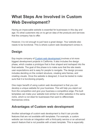what steps are involved in custom web development