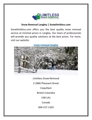snow removal langley snowlimitless com
