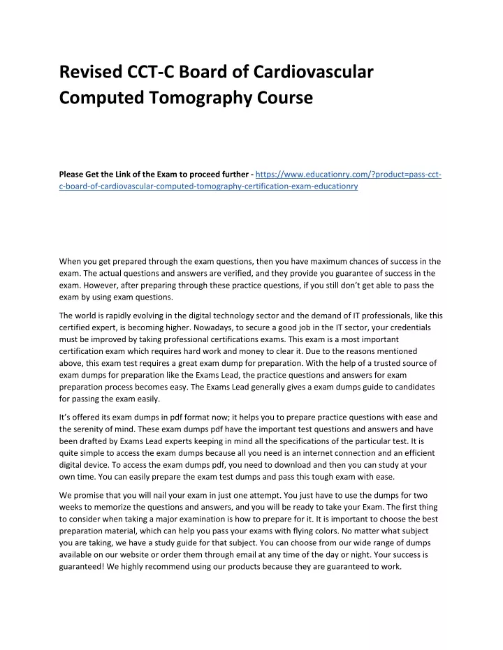 revised cct c board of cardiovascular computed