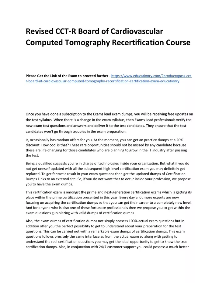 revised cct r board of cardiovascular computed