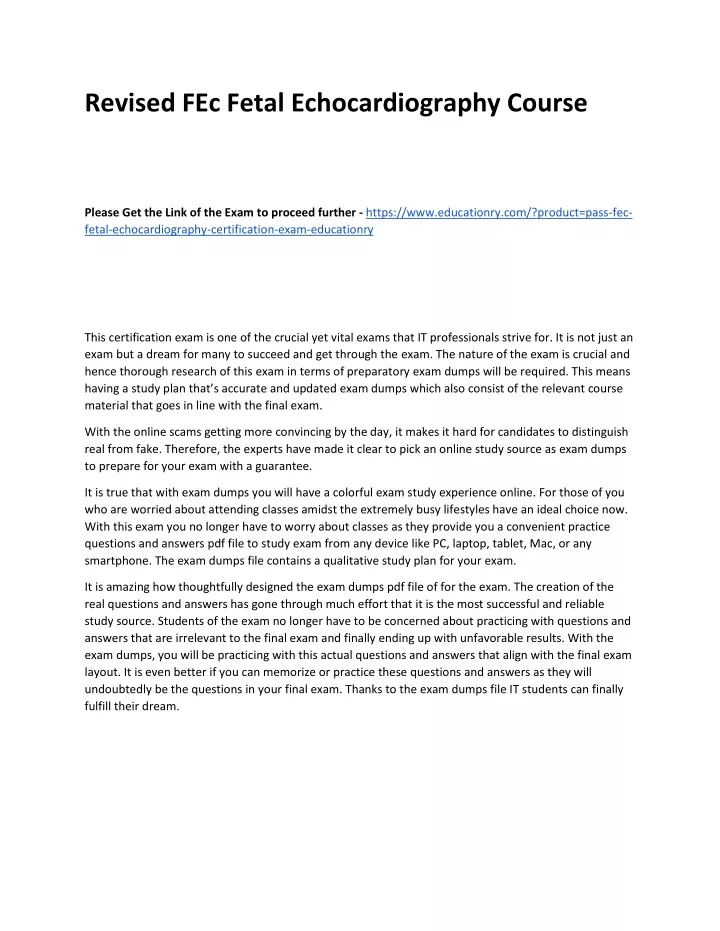 revised fec fetal echocardiography course