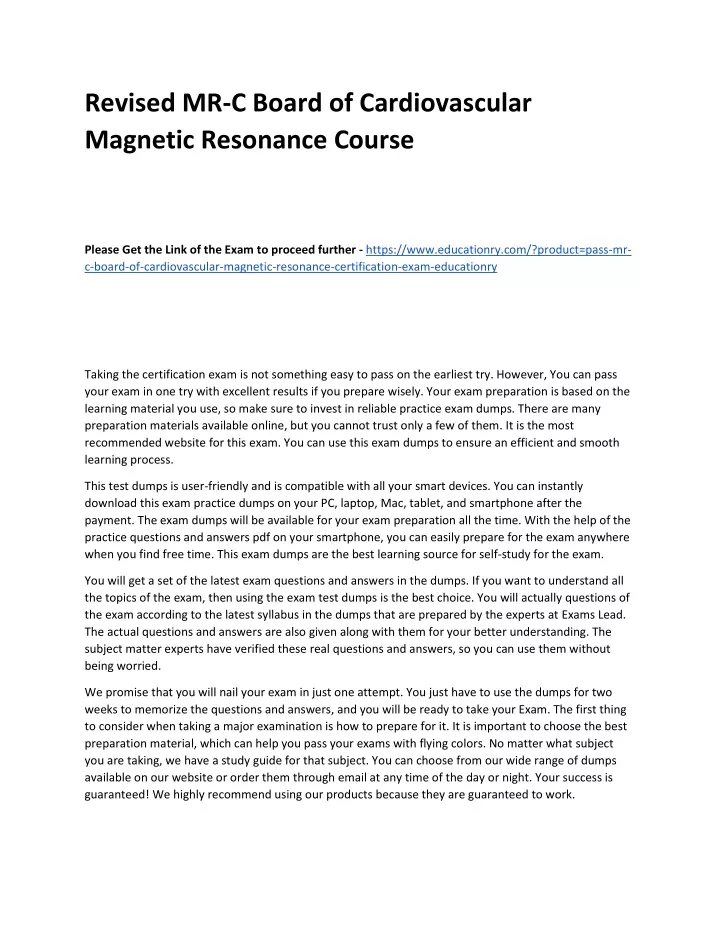 revised mr c board of cardiovascular magnetic