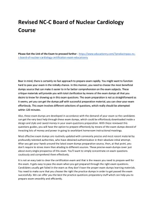 revised nc c board of nuclear cardiology course