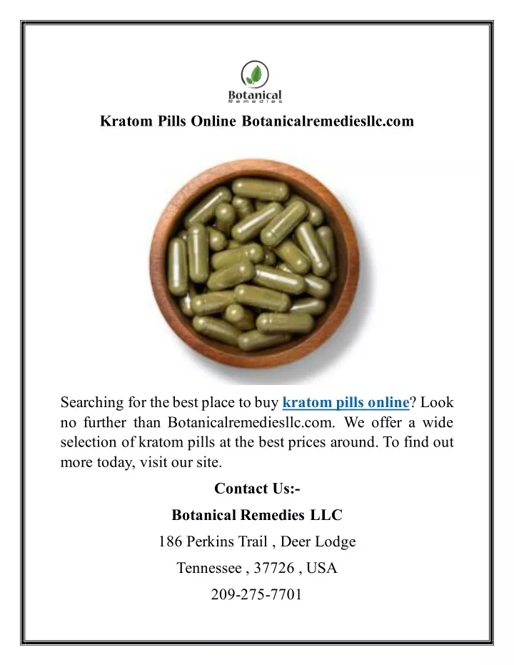 kratom pills online botanicalremediesllc com