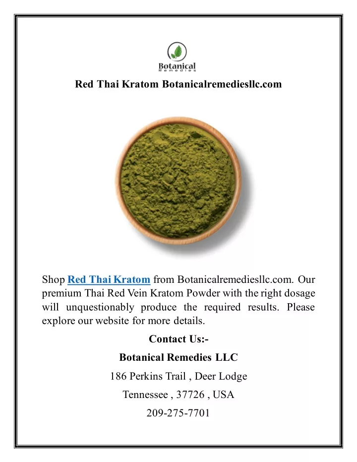 red thai kratom botanicalremediesllc com