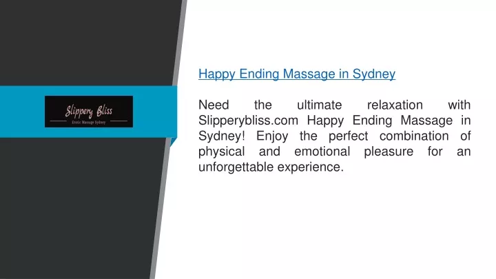 happy ending massage in sydney need the ultimate
