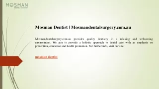 Mosman Dentist  Mosmandentalsurgery.com.au