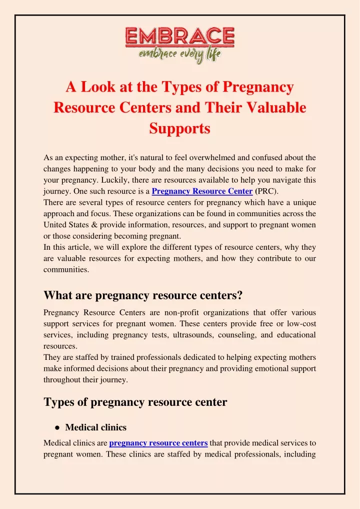 a look at the types of pregnancy resource centers