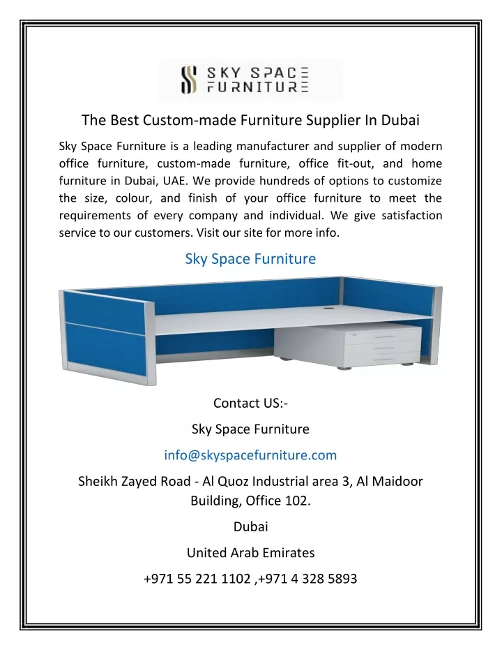 the best custom made furniture supplier in dubai