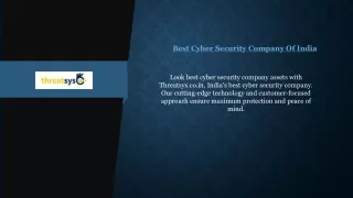 Best Cyber Security Company Of India  Threatsys.co.in
