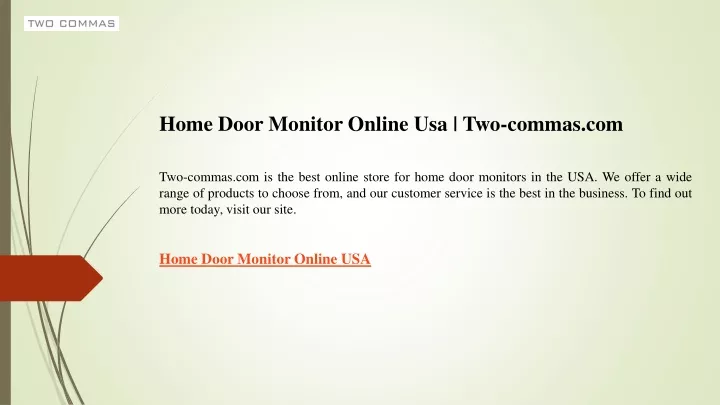 home door monitor online usa two commas