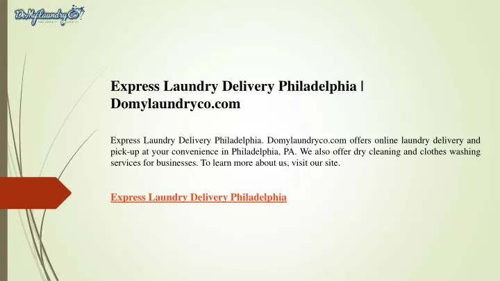 express laundry delivery philadelphia