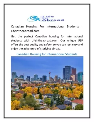 Canadian Housing For International Students  Lifeintheabroad